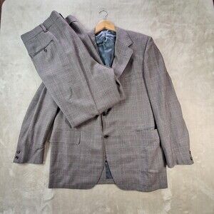 H. Freeman & Son Suit Mens 44 Long Gray Glen Plaid 3 Button 2 Piece Single Vent